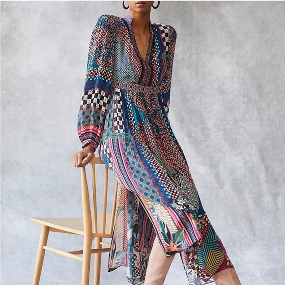 Bhanuni by Jyoti Dresses & Skirts - Colorful Silky Geometric Maxi Dress